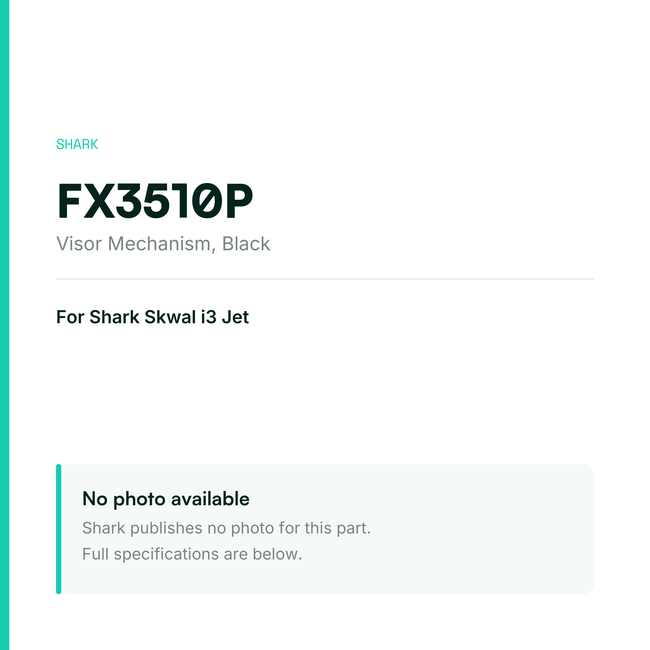 Shark Visor Mechanism for Skwal i3 Jet – Black – FX3510P — placeholder, no manufacturer photo available