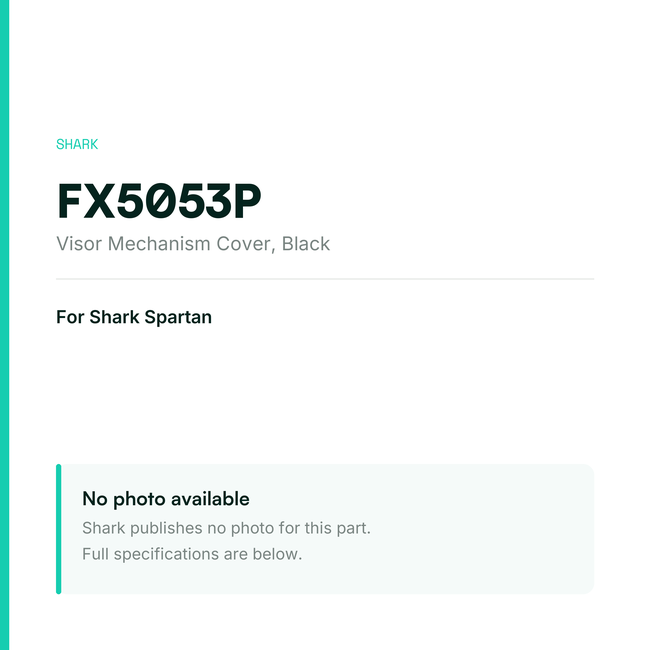 Shark Visor Mechanism Cover for Spartan – Black – FX5053P — placeholder, no manufacturer photo available