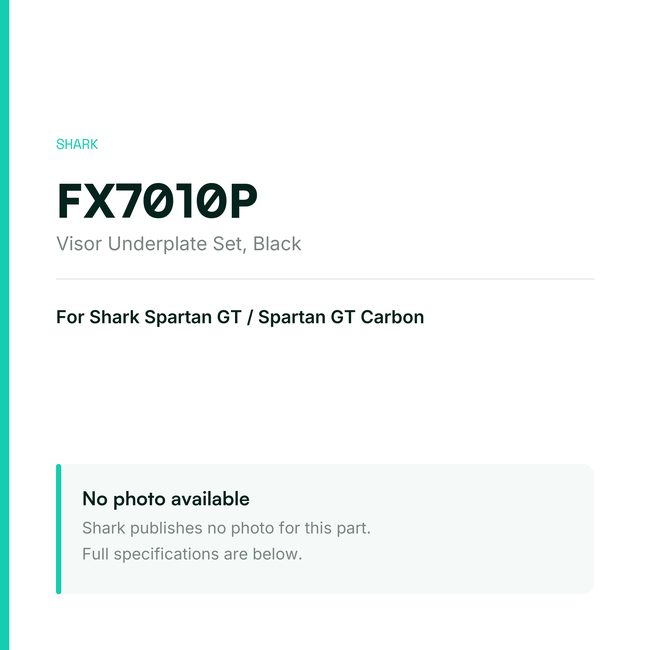 Shark Visor Underplate Set for Spartan GT / Spartan GT Carbon – Black – FX7010P — placeholder, no manufacturer photo available