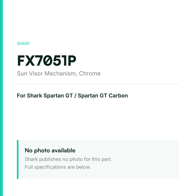 Shark Sun Visor Mechanism for Spartan GT / Spartan GT Carbon – Chrome – FX7051P — placeholder, no manufacturer photo available