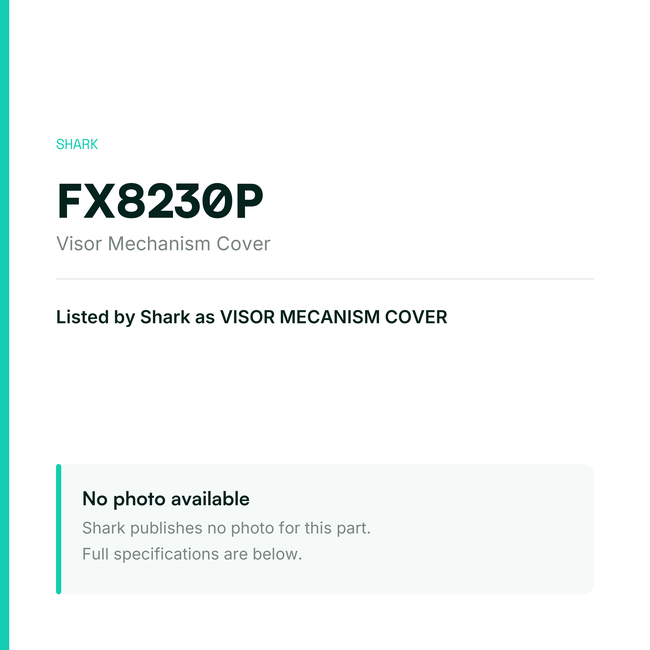 Shark Visor Mechanism Cover – FX8230P — placeholder, no manufacturer photo available