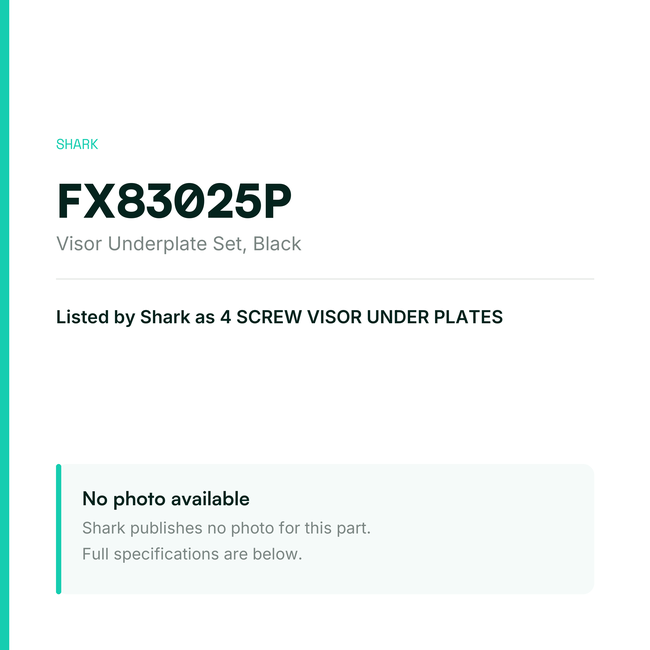 Shark Visor Underplate Set – Black – FX83025P — placeholder, no manufacturer photo available