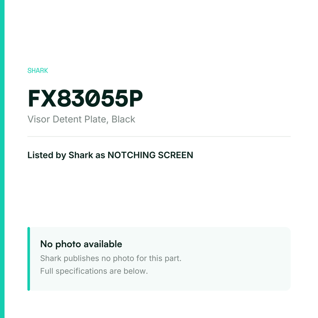 Shark Visor Detent Plate – Black – FX83055P — placeholder, no manufacturer photo available