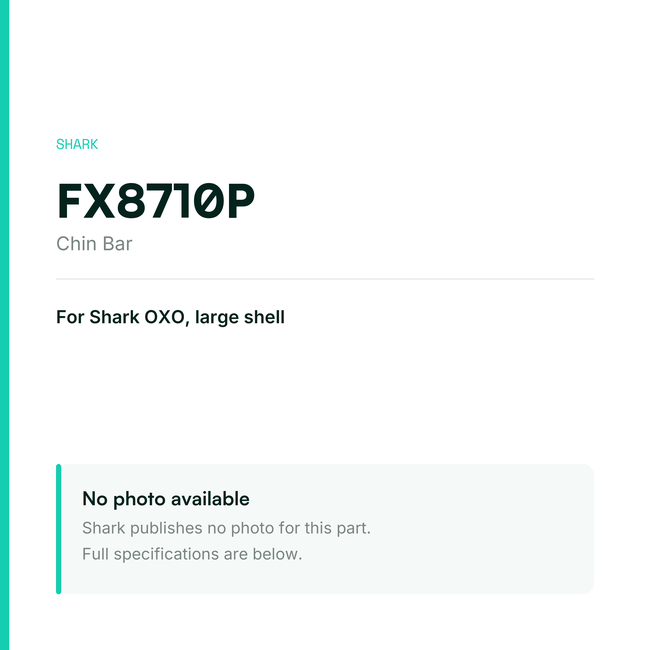 Shark Chin Bar for OXO Large Shell – FX8710P — placeholder, no manufacturer photo available