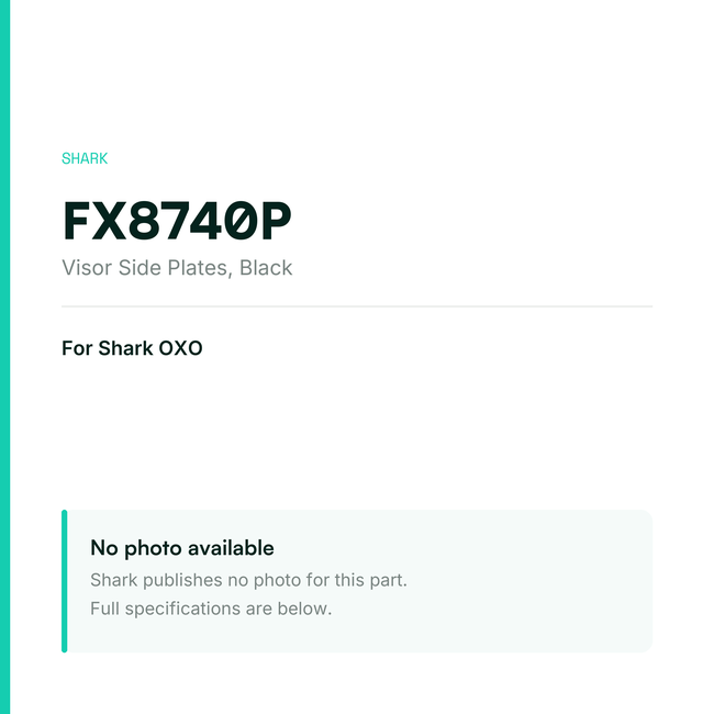 Shark Visor Side Plates for OXO – Black – FX8740P — placeholder, no manufacturer photo available