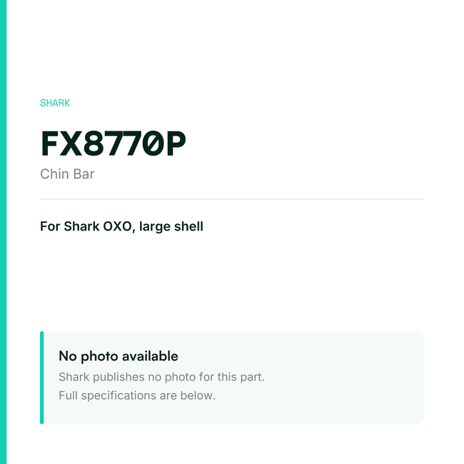 Shark Chin Bar for OXO Large Shell – FX8770P — placeholder, no manufacturer photo available