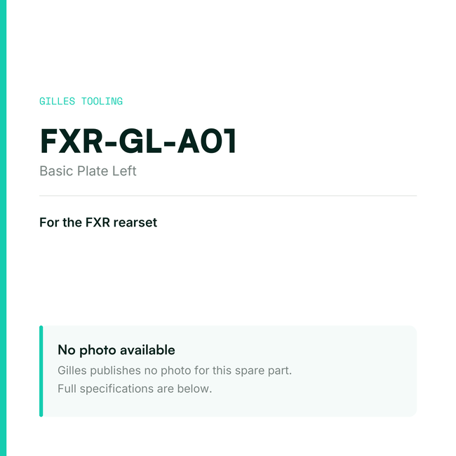 Gilles Basic Plate Left – FXR-GL-A01, data card, no manufacturer photo available
