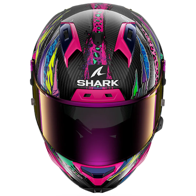Shark Aeron full-face helmet in Fawn DVY colourway – black, yellow, rose and purple