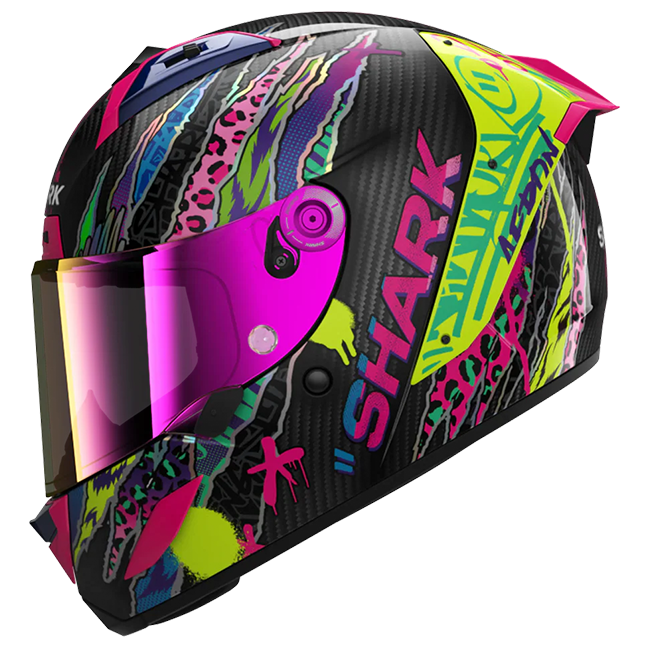 Shark Aeron full-face helmet in Fawn DVY colourway – black, yellow, rose and purple