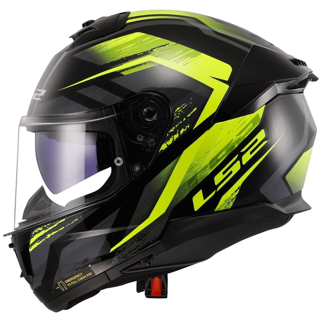 LS2 FF808 Stream II Helm – Fury Black/Hi-Vis Yellow