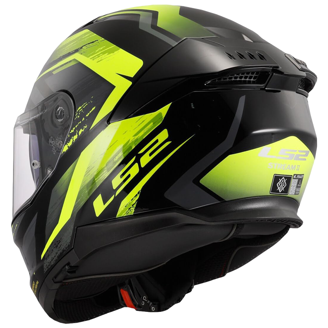 LS2 FF808 Stream II Helm – Fury Black/Hi-Vis Yellow
