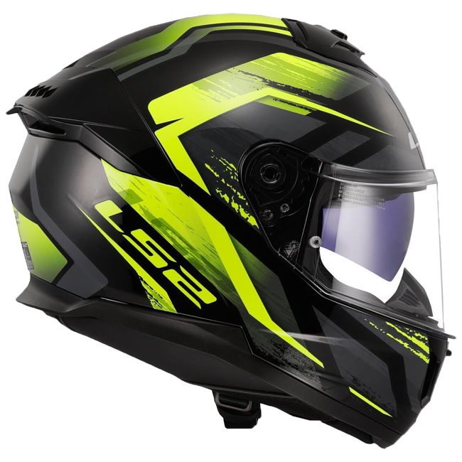 LS2 FF808 Stream II Helm – Fury Black/Hi-Vis Yellow