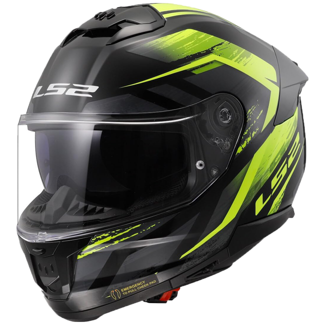 LS2 FF808 Stream II Helm – Fury Black/Hi-Vis Yellow