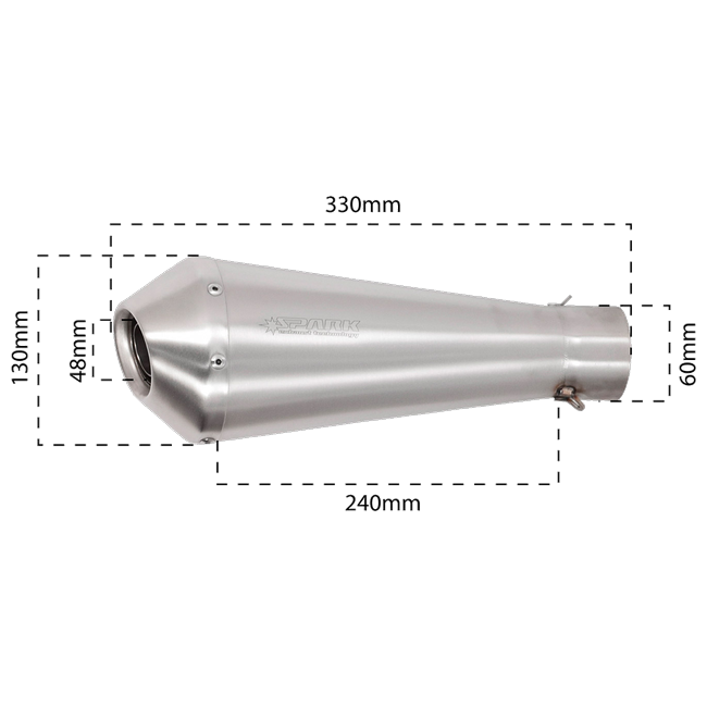 Spark Exhaust Megaphone Universal Silencer Scotch-Brite Stainless G00SI06IM