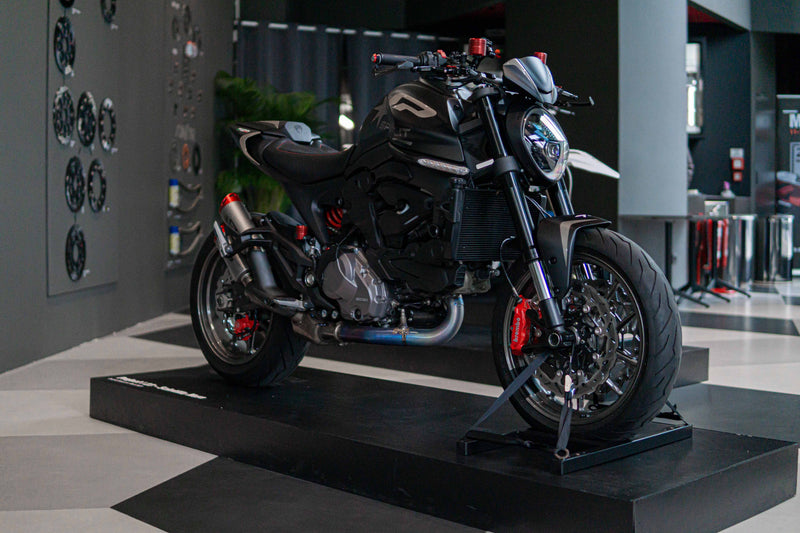 Spark Exhaust Dyno Slip-On Titanium Red Anodised End Caps Ducati Monster 937 (2021-2025) GDU0839TOMR