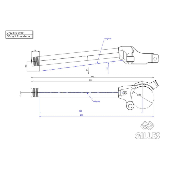Gilles GP-Light 2 Street GPL2-550-STREET, dimensions and adjustment