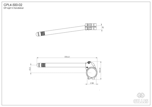 Gilles GPL4 clip-on handlebars, dimensions