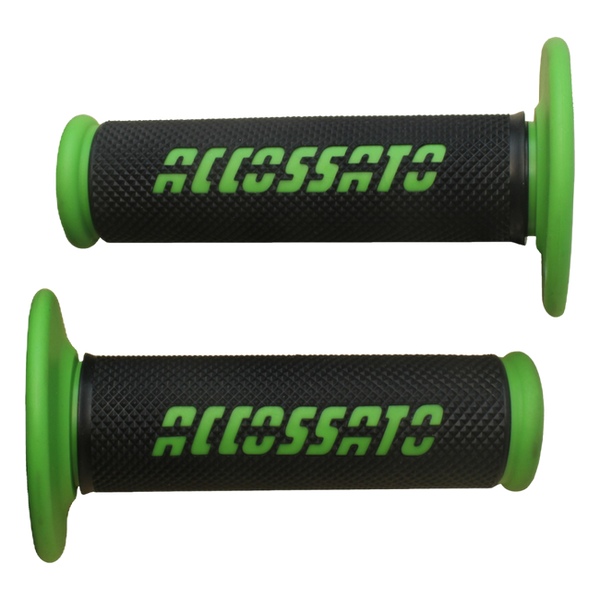 Accossato Off-Road Grips, Black with Coloured Logo GR008 [Match: Logo Colour=Green]