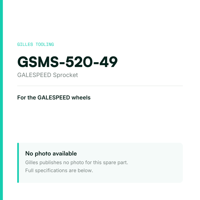 Gilles GALESPEED Sprocket – GSMS-520-49, data card, no manufacturer photo available