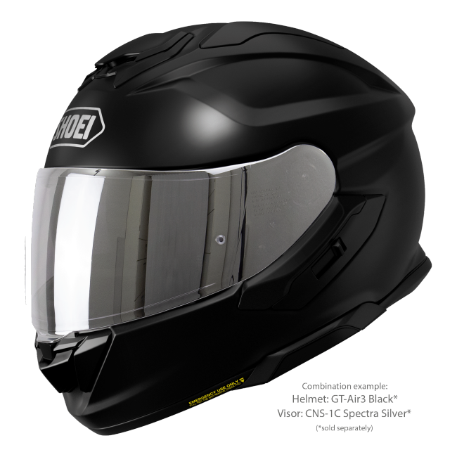Shoei GT-Air3 Black – Sport-Touring Helmet with Sun Visor ECE 22.06 – with optional visor