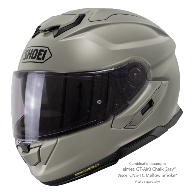 Shoei GT-Air3 Chalk Grey – Sport-Touring Helmet with Sun Visor ECE 22.06 – with optional visor