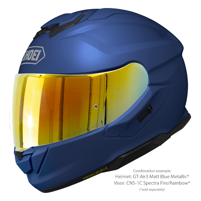 Shoei GT-Air3 Matt Blue Metallic – Sport-Touring Helmet with Sun Visor ECE 22.06 – with optional visor