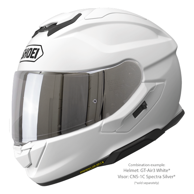 Shoei GT-Air3 White – Sport-Touring Helmet with Sun Visor ECE 22.06 – with optional visor