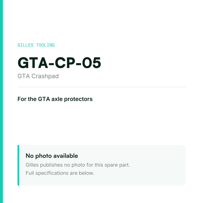 Gilles GTA Crashpad – GTA-CP-05, data card, no manufacturer photo available