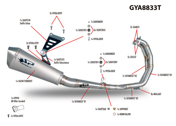 Spark Exhaust Konix Full Titanium Racing System Ø60 Yamaha R3 / YZF-R3 (2015-2026) GYA8833T