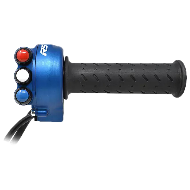 JetPrime aluminium throttle grip housing with integrated handlebar switch for Aprilia RSV4 1100 Factory