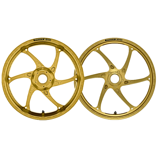 OZ Gass RS-A forged aluminium wheel set for Ducati Panigale V4 in techno gold anodised finish