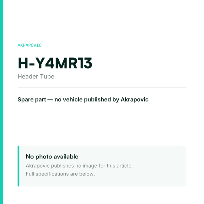 Akrapovic Header Tube H-Y4MR13 — placeholder, no manufacturer photo available