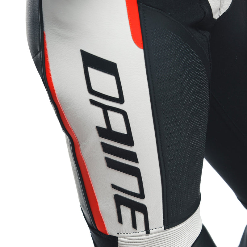 Dainese Grobnik Lady one-piece leather race suit in white and red, perforated panels