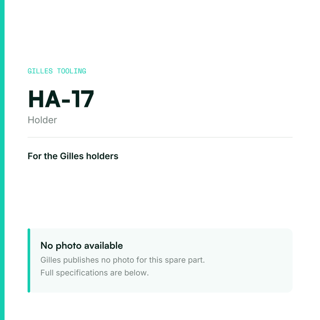 Gilles Holder – HA-17, data card, no manufacturer photo available