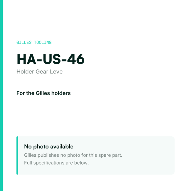 Gilles Holder Gear Leve – HA-US-46, data card, no manufacturer photo available