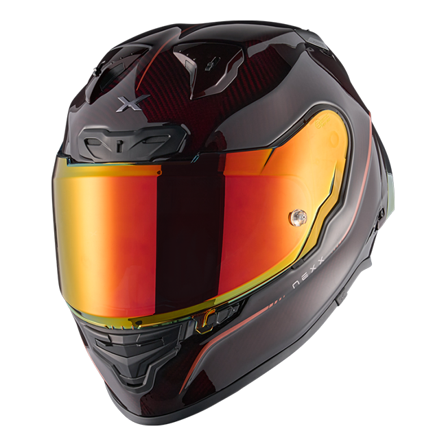 Nexx X.R3R Hagibis Carbon Red full-face racing helmet, carbon and red colourway