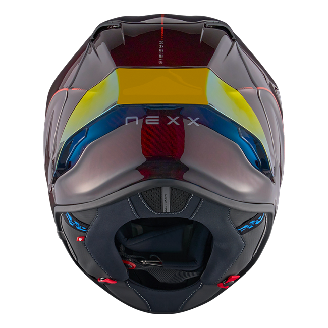 Nexx X.R3R Hagibis Carbon Red full-face racing helmet, carbon and red colourway