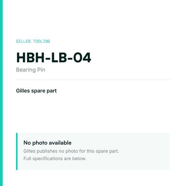 Gilles Bearing Pin – HBH-LB-04, data card, no manufacturer photo available