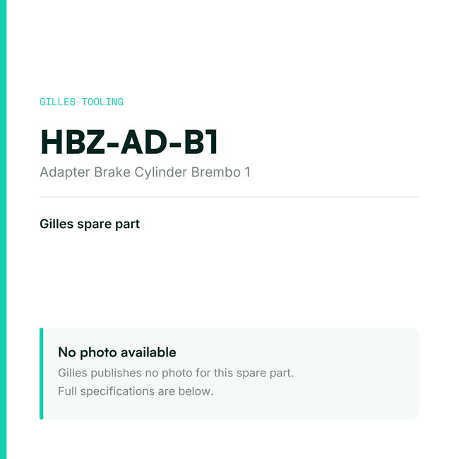 Gilles Adapter Brake Cylinder Brembo 1 – HBZ-AD-B1, data card, no manufacturer photo available