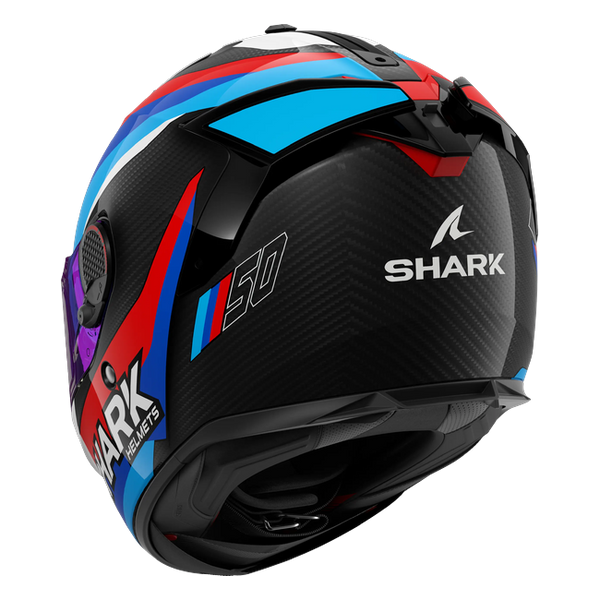 Shark Spartan GT Pro Carbon Guintoli DBR HE1318 — rear three-quarter view
