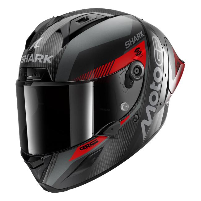 Shark Aeron MotoGP Anthracite Red DAR HE4180 — front three-quarter view