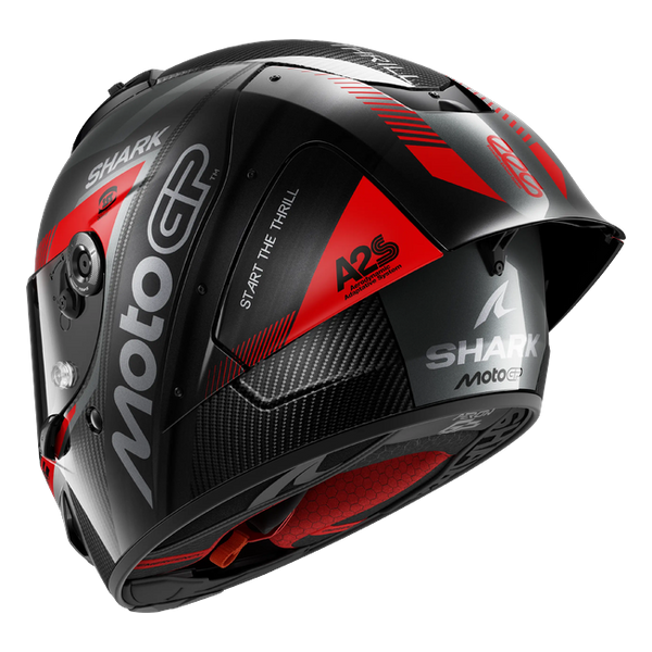 Shark Aeron MotoGP Anthracite Red DAR HE4180 — rear three-quarter view