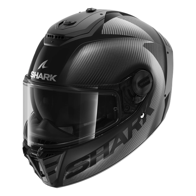 Shark Spartan RS Carbon Carbon Skin Glossy DAD HE8159 — front three-quarter view
