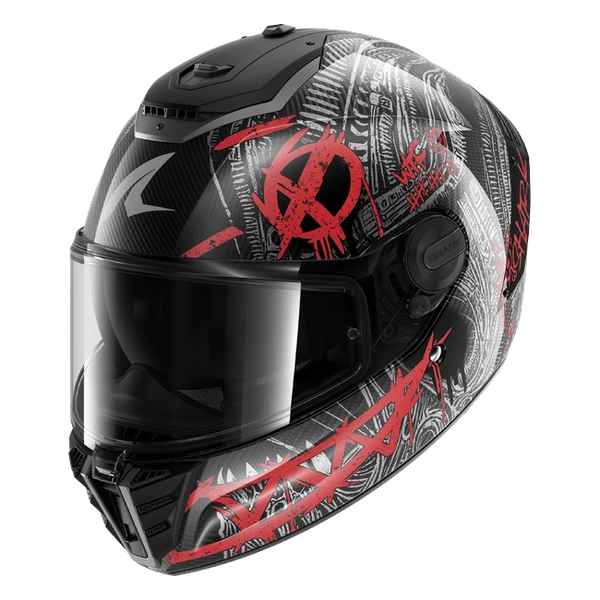 Shark Spartan RS Carbon Shiever Glossy DAR HE8161 — front three-quarter view