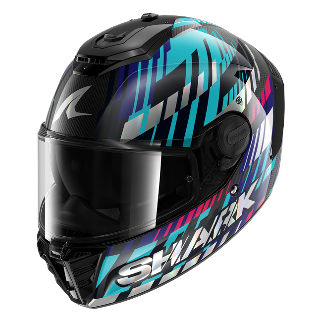 Shark Spartan RS Carbon Vibetrack Green DGU HE8168 — front three-quarter view
