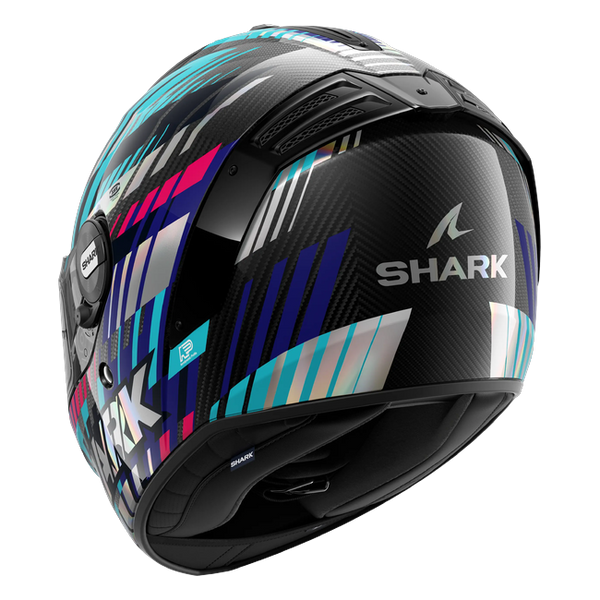Shark Spartan RS Carbon Vibetrack Green DGU HE8168 — rear three-quarter view