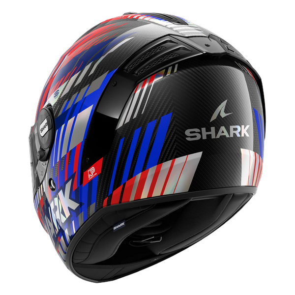 Shark Spartan RS Carbon Vibetrack Red DRU HE8168 — rear three-quarter view