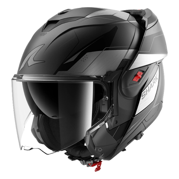 Shark OXO Mekarium Mat AUK HE8715 — front three-quarter view, chin bar open