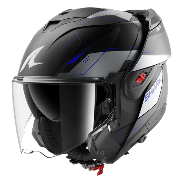 Shark OXO Mekarium Mat KUB HE8715 — front three-quarter view, chin bar open