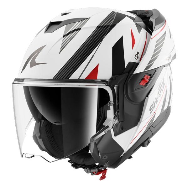 Shark OXO Dashed Mat WAR HE8716 — front three-quarter view, chin bar open